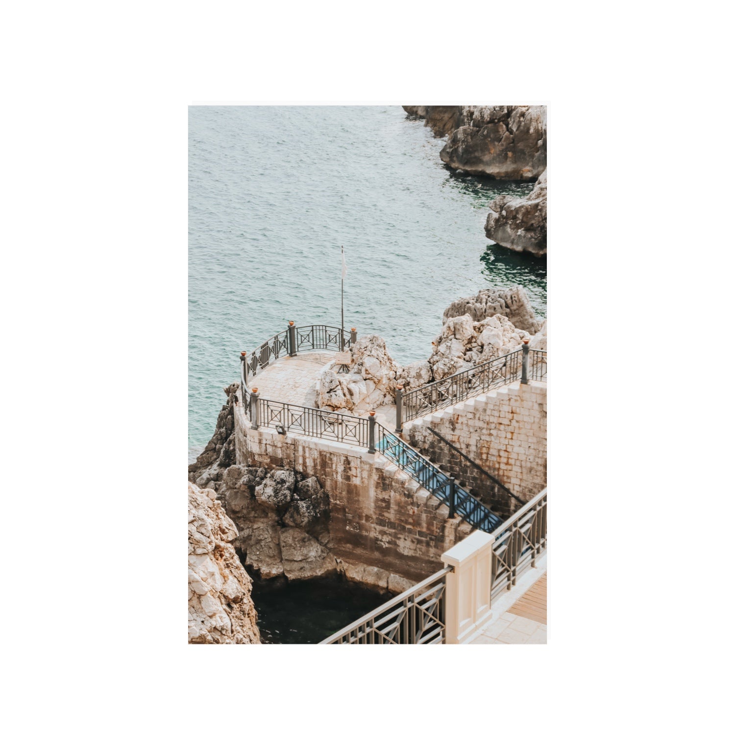 Tidal Staircase Puglia coastal Italian wall art 24 x 36 in unframed fine art print