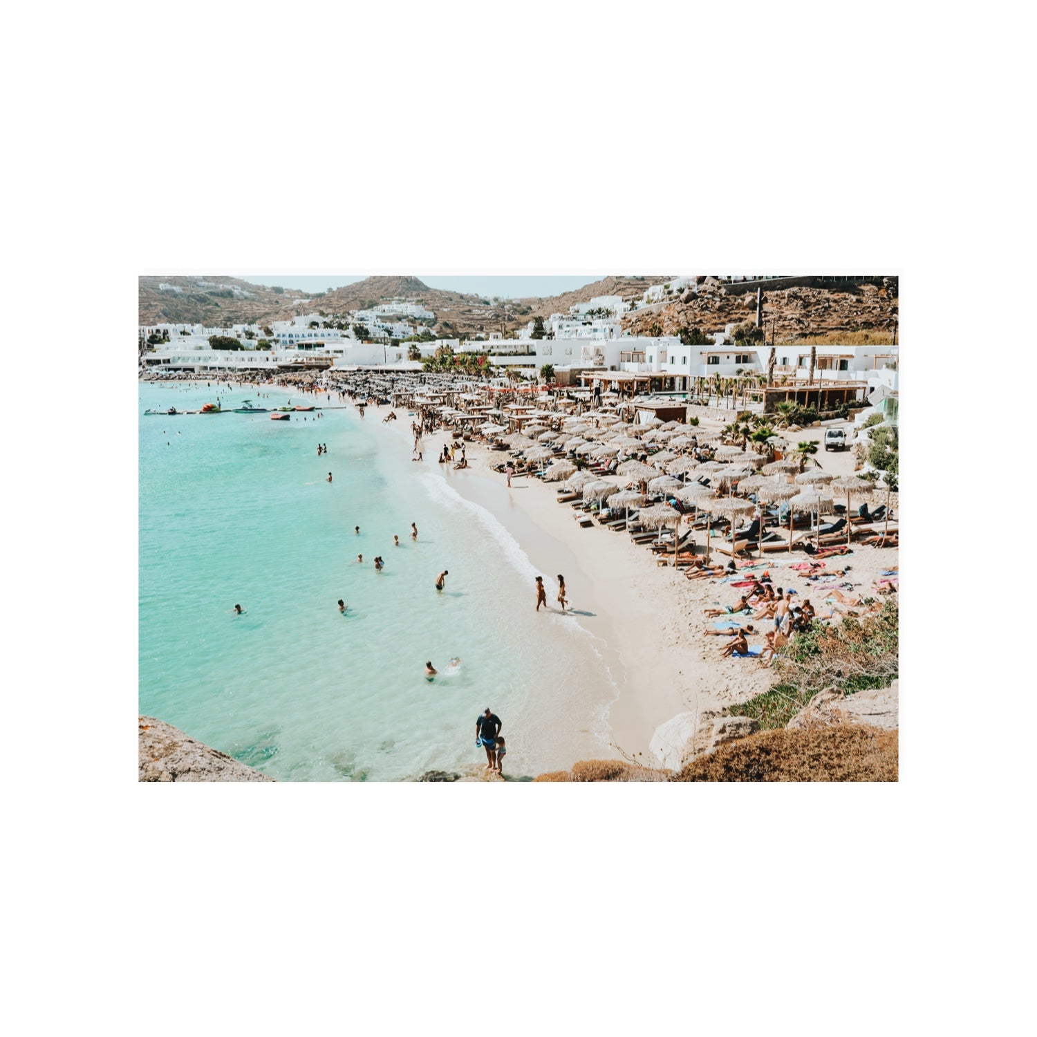 Aquaholic Mykonos Greek island wall art 24 x 36 in unframed fine art print