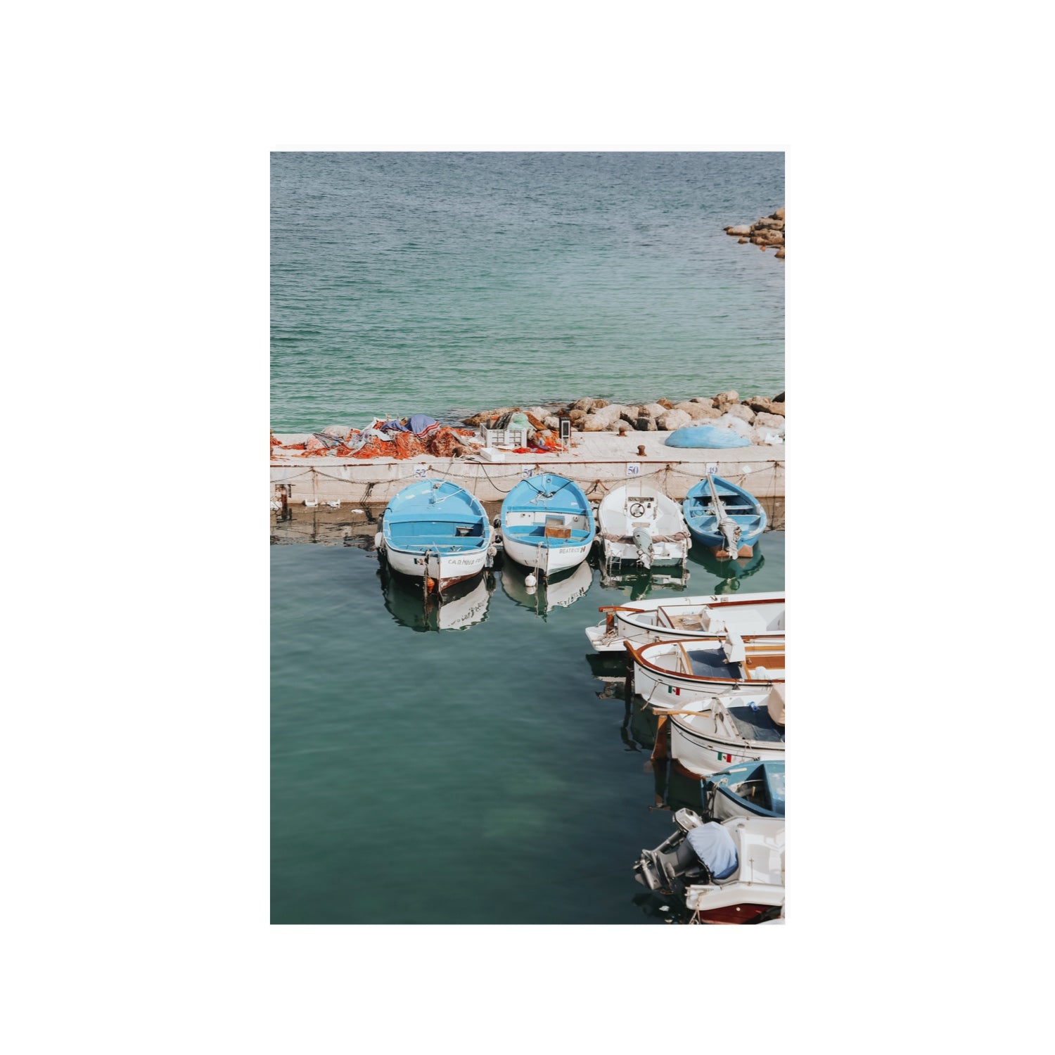 Maritime Memories Puglia Harbour Reflections coastal wall art 24 x 36 in unframed fine art print