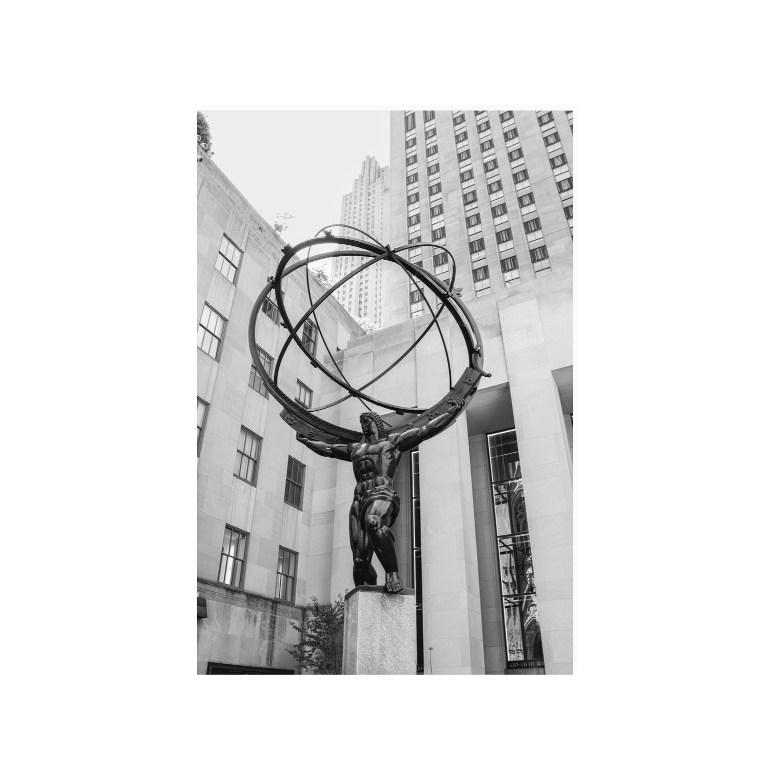 Atlas Ascends New York NYC Black & White wall art 24 x 36 in unframed fine art print