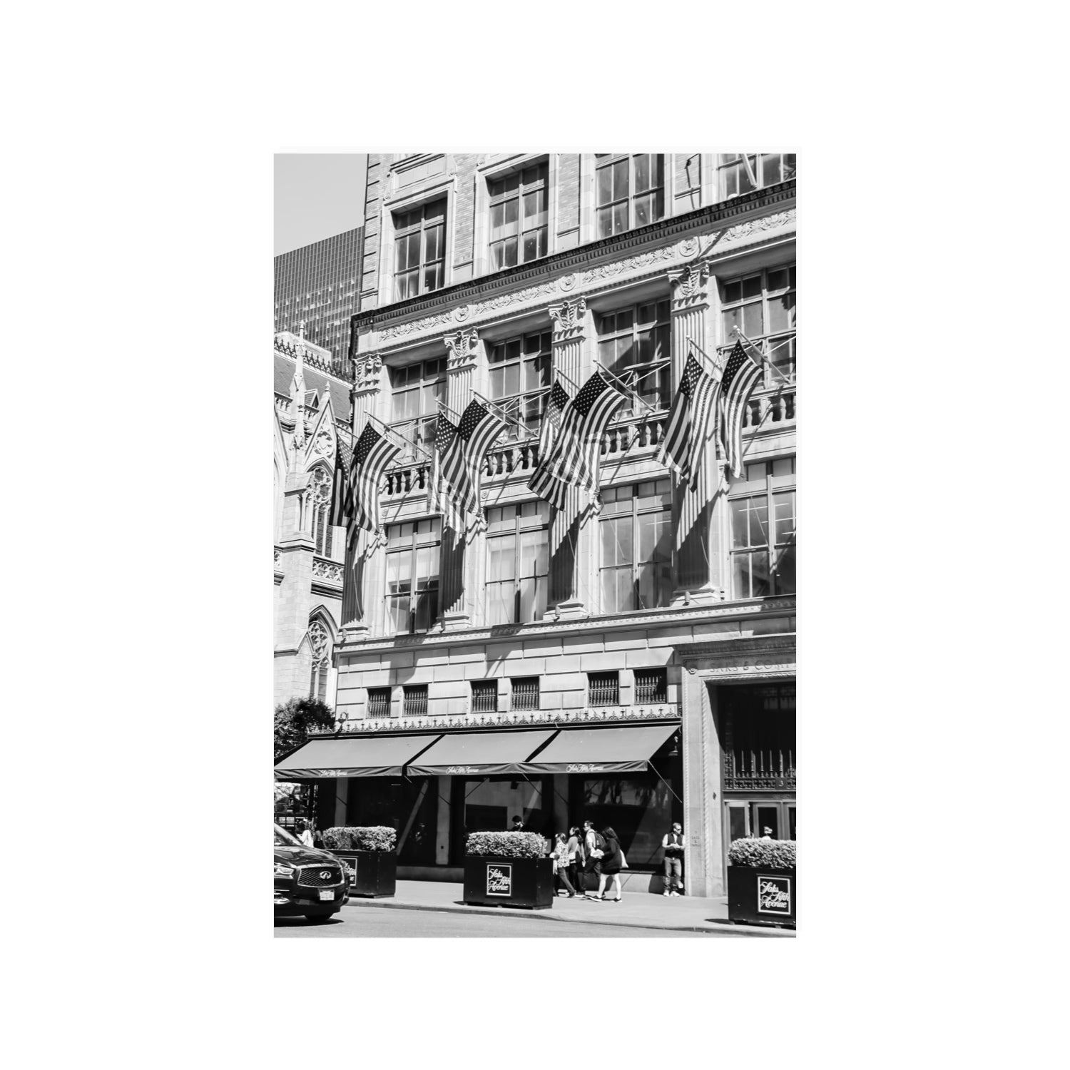Luxury On Fifth New York NYC Black & White wall art 24 x 36 in unframed fine art print