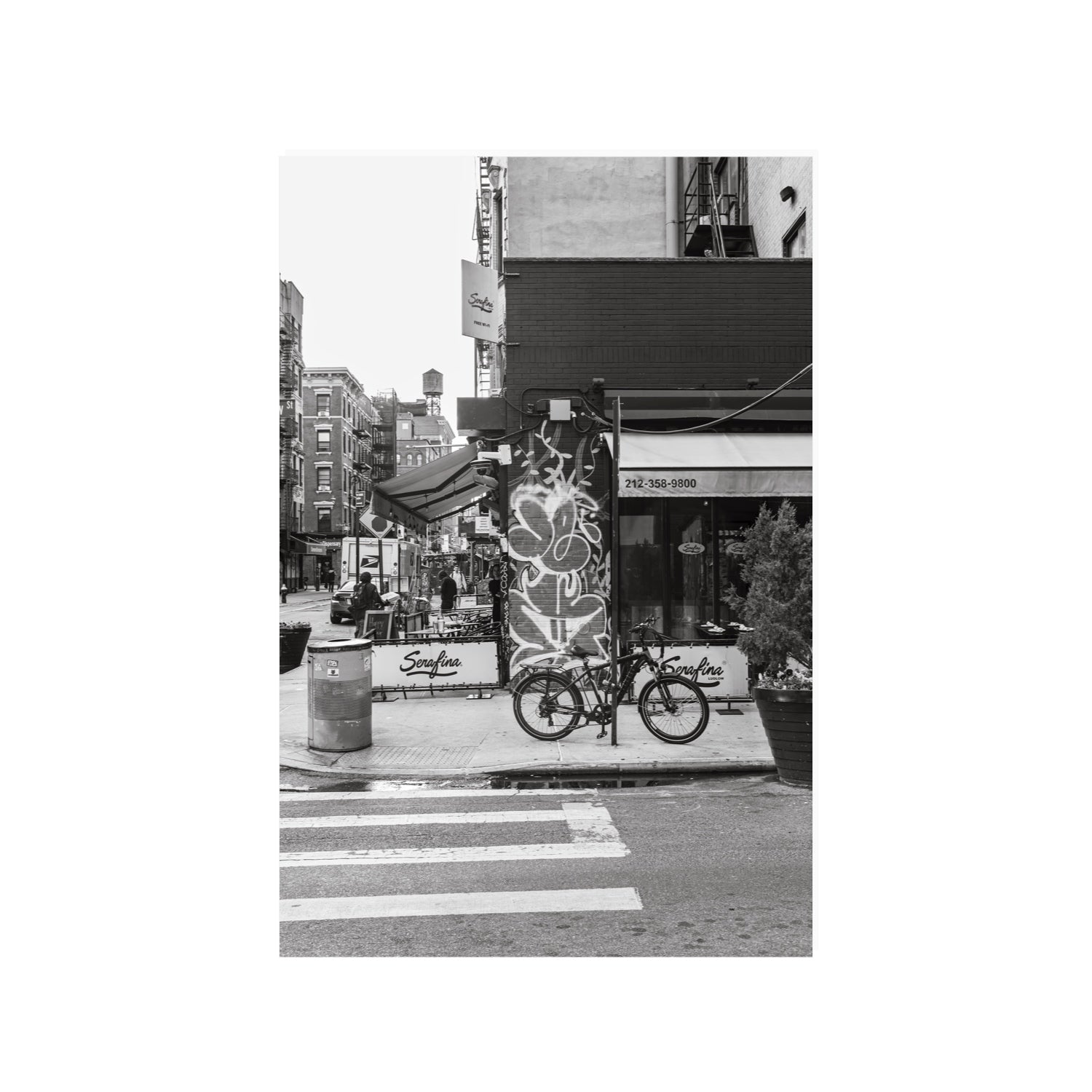 Cafe Canvas New York NYC Black & White wall art 24 x 36 in unframed fine art canvas
