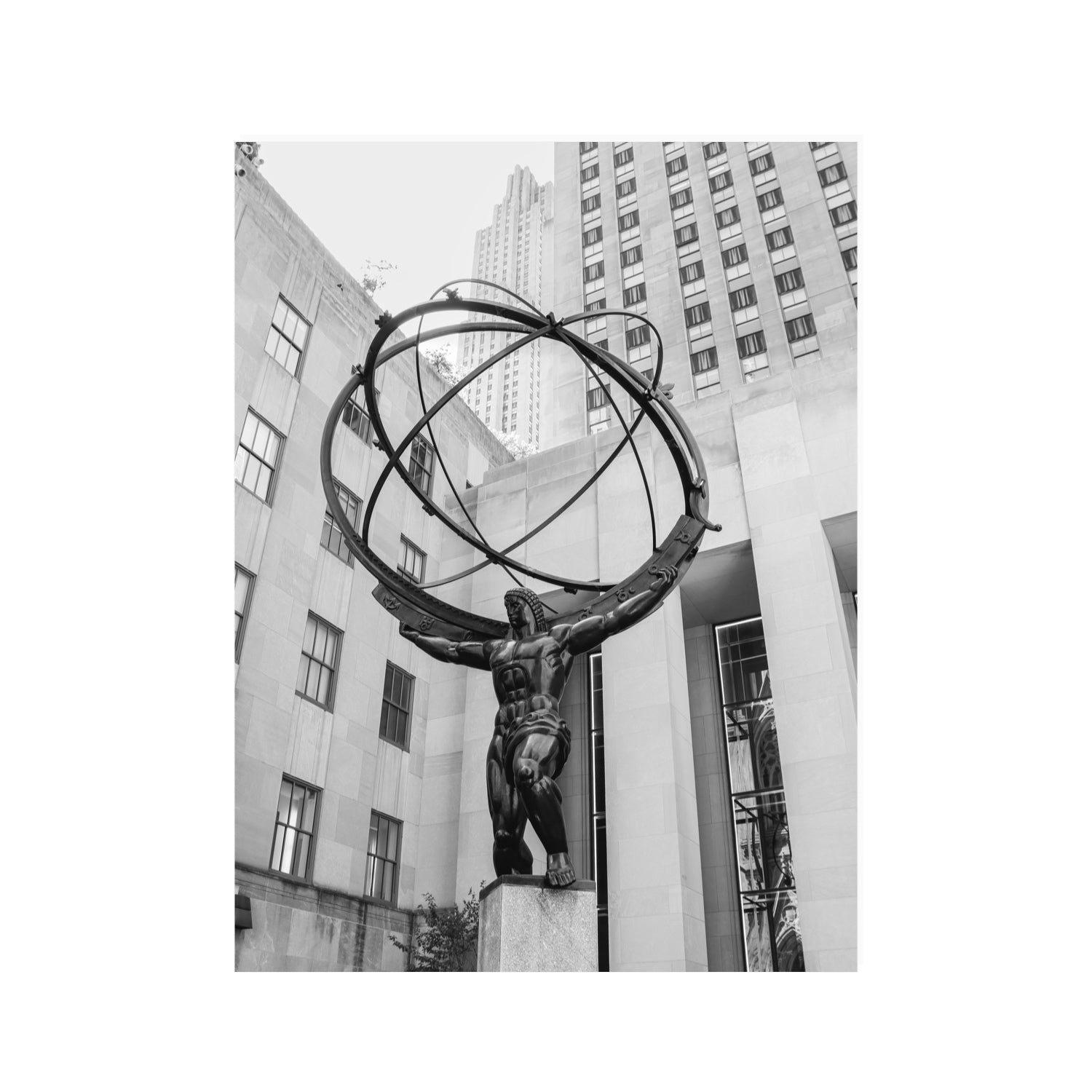 Atlas Ascends New York NYC Black & White wall art 30 x 40 in unframed fine art print