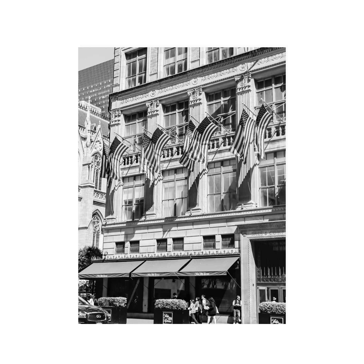 Luxury On Fifth New York NYC Black & White wall art 30 x 40 in unframed fine art print