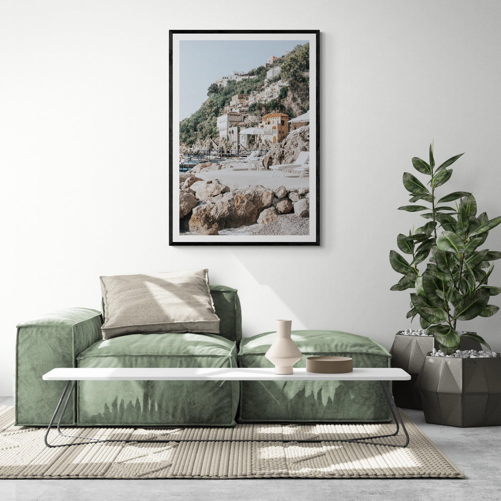 Dolce Coast Amalfi travel photography wall art framed print styled in a room view 2