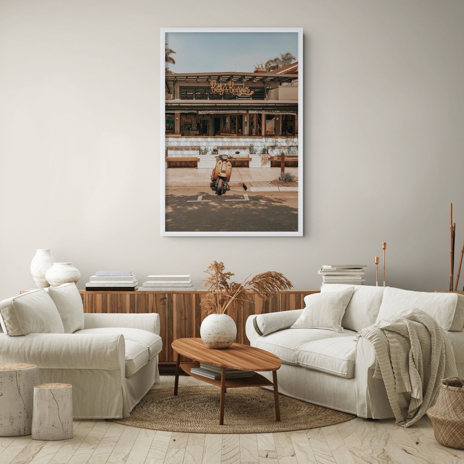 Lifestyle image of Noosa Nostalgia fine art print, Noosa, Australia, coastal scenes artwork, 02 noosa nostalgia a white full bleed