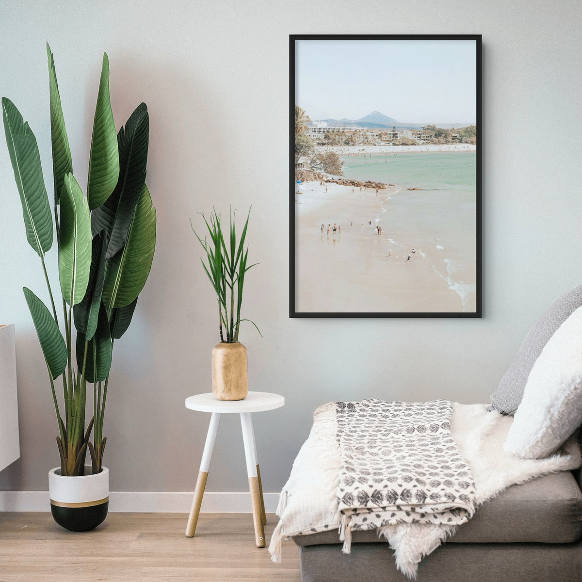 Lifestyle image of Little Cove Shallows fine art print, Noosa, Australia, coastal scenes artwork, 03 little cove shallows a black full bleed styled in a room