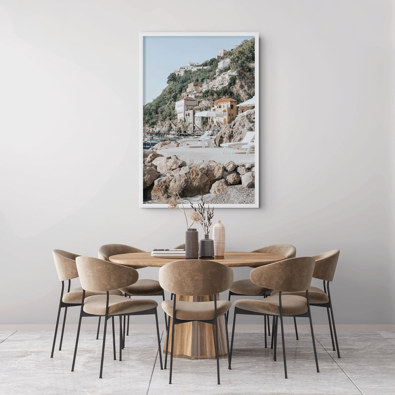Dolce Coast Amalfi travel photography wall art framed print styled in a room view 5
