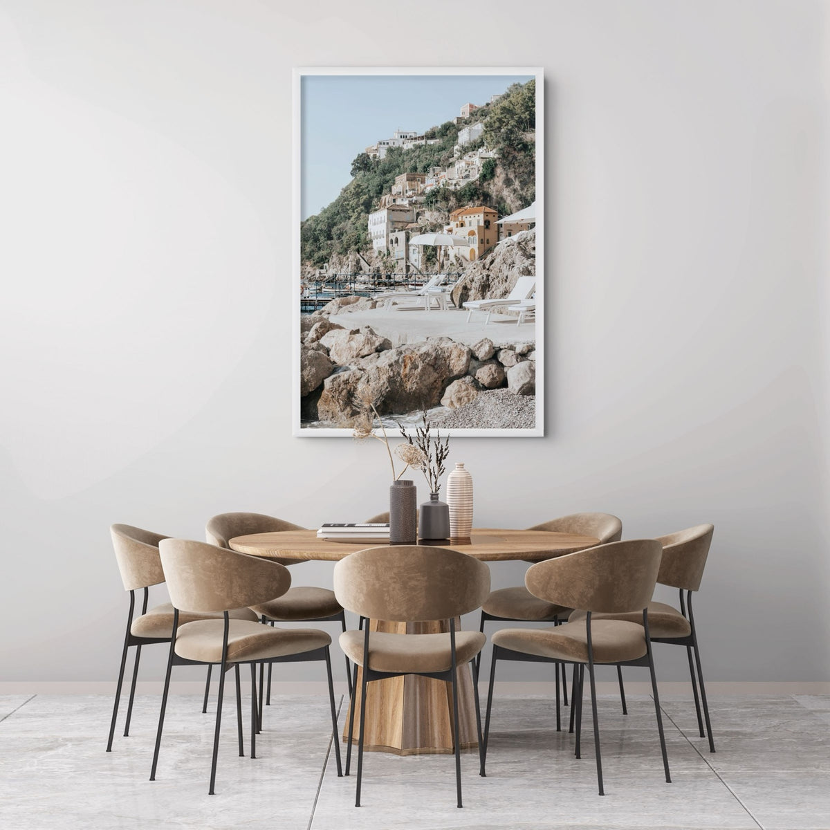 Dolce Coast Amalfi travel photography wall art framed print styled in a room view 5