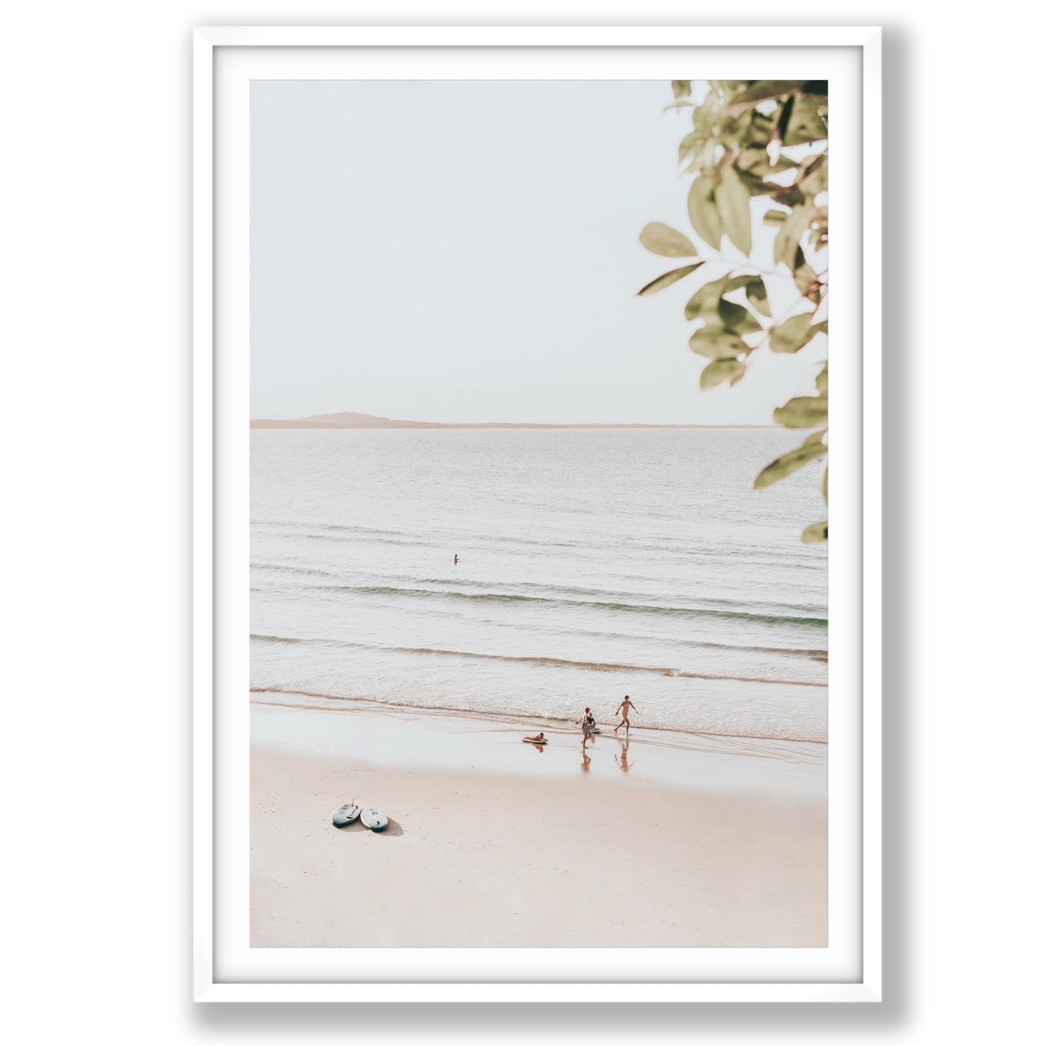 Product mockup of Walking On Sunshine fine art print, Noosa, Australia, coastal scenes artwork