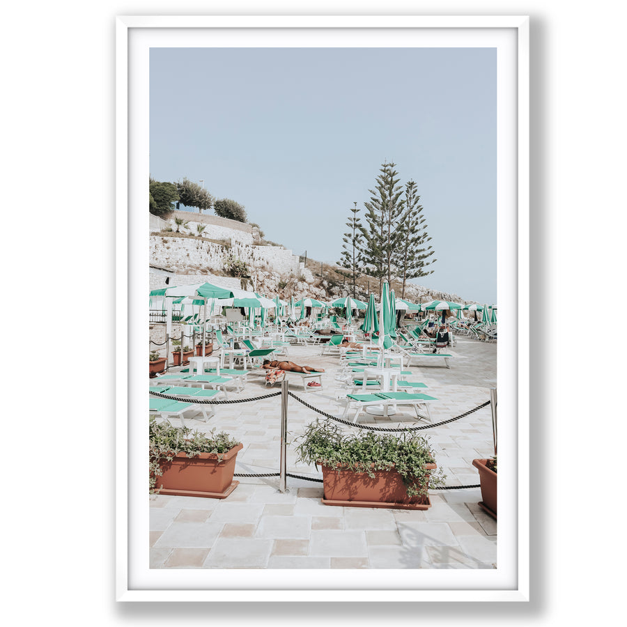 Siesta on The Terrace Puglia coastal wall art main fine art print image