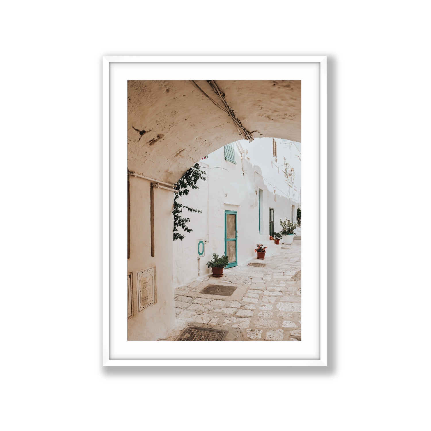 La Citta Bianca Puglia La Città Bianca wall art Extra Large fine art print in white frame with matboard