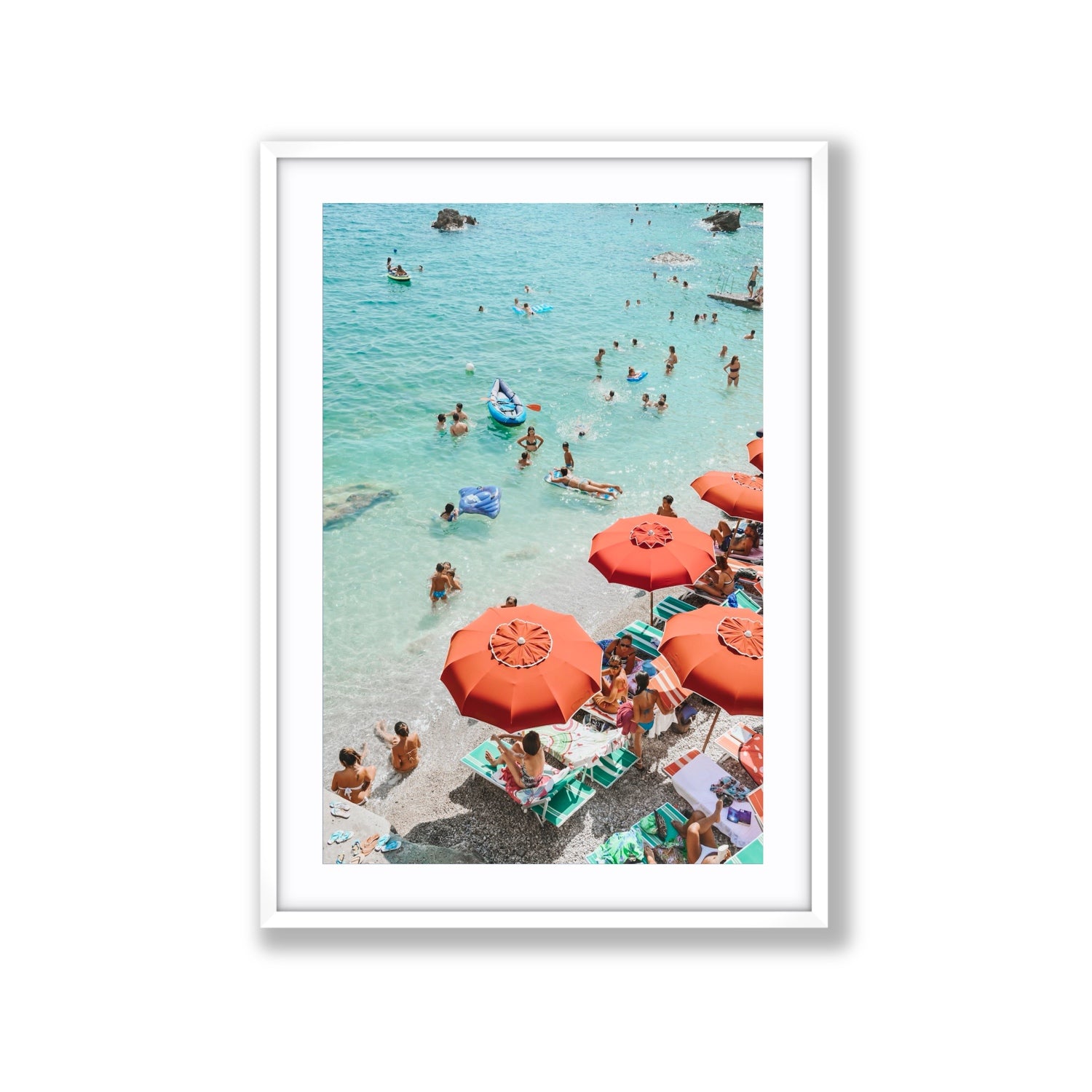 Easy Street Capri Italian beach wall art Extra Large fine art print in white frame with matboard