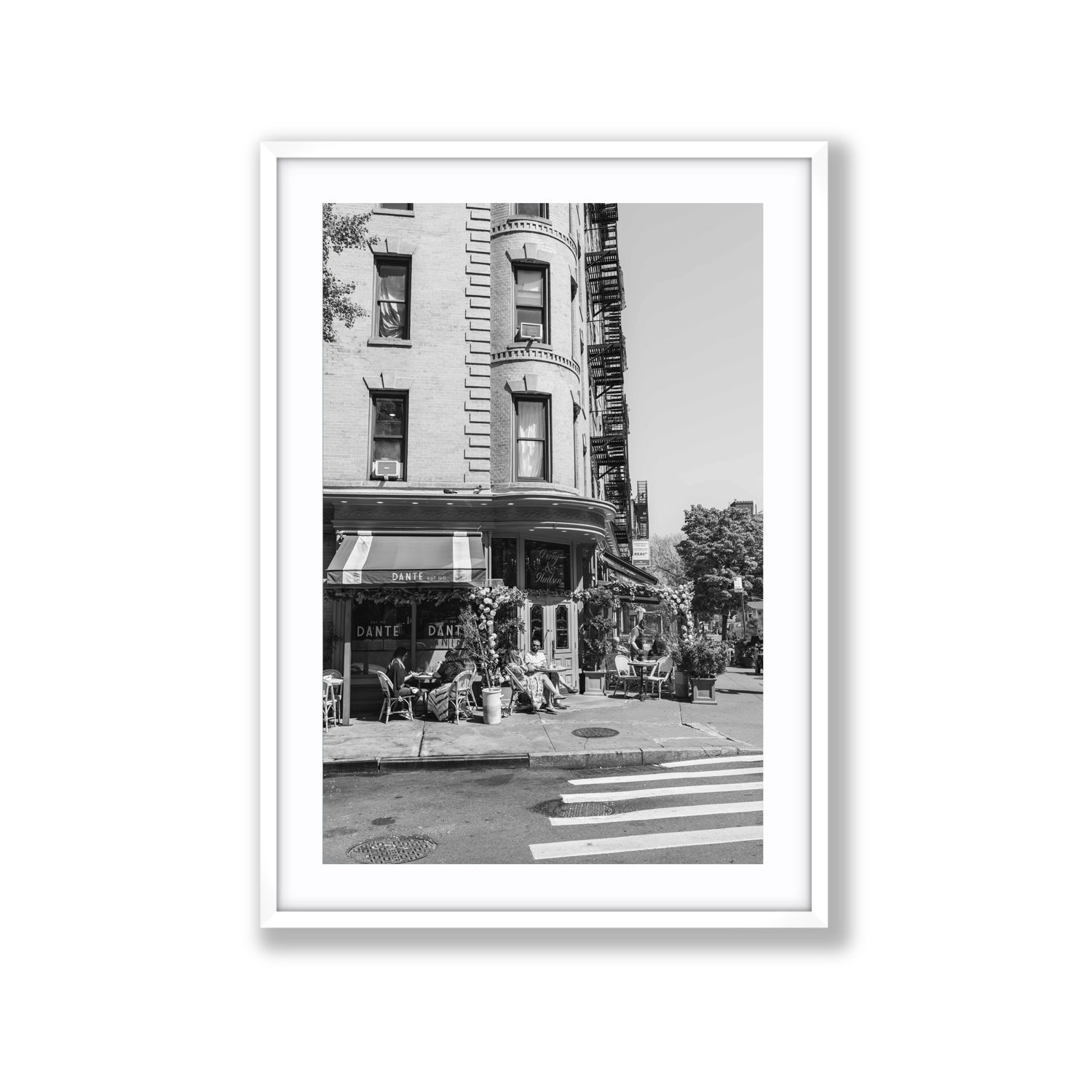 Sunny Soiree New York NYC Black & White wall art Extra Large fine art print in white frame with matboard