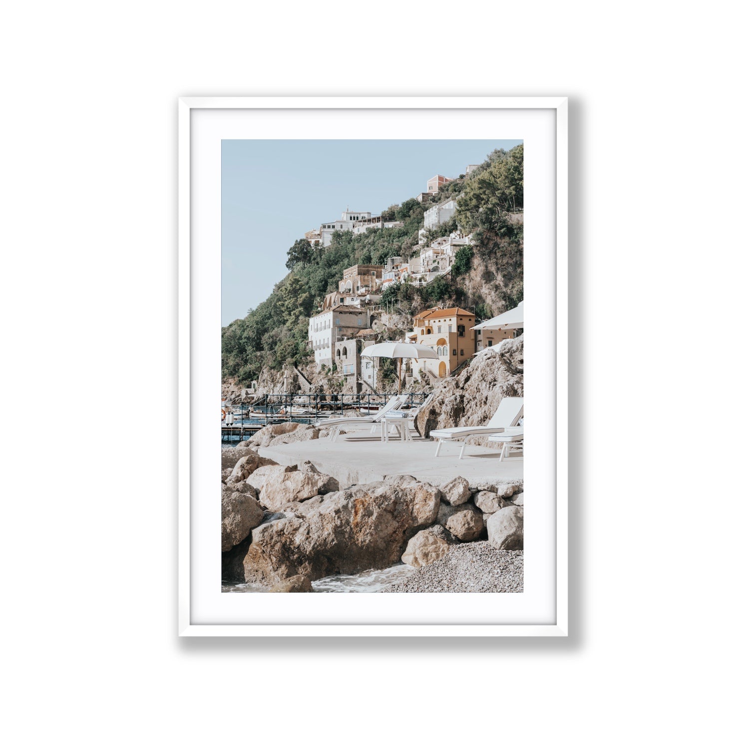 Dolce Coast Amalfi travel photography wall art extra large fine art print in white frame with matboard