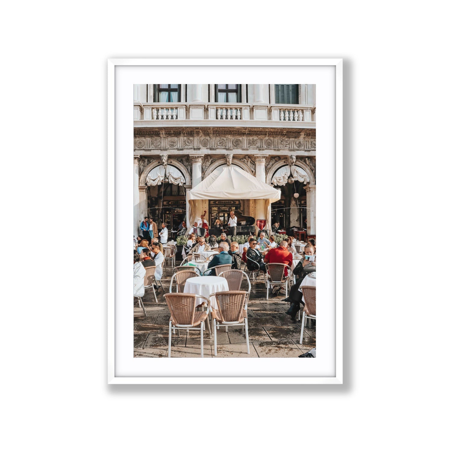 Piazza San Marco Venice Italian wall art Extra Large fine art print in white frame with matboard