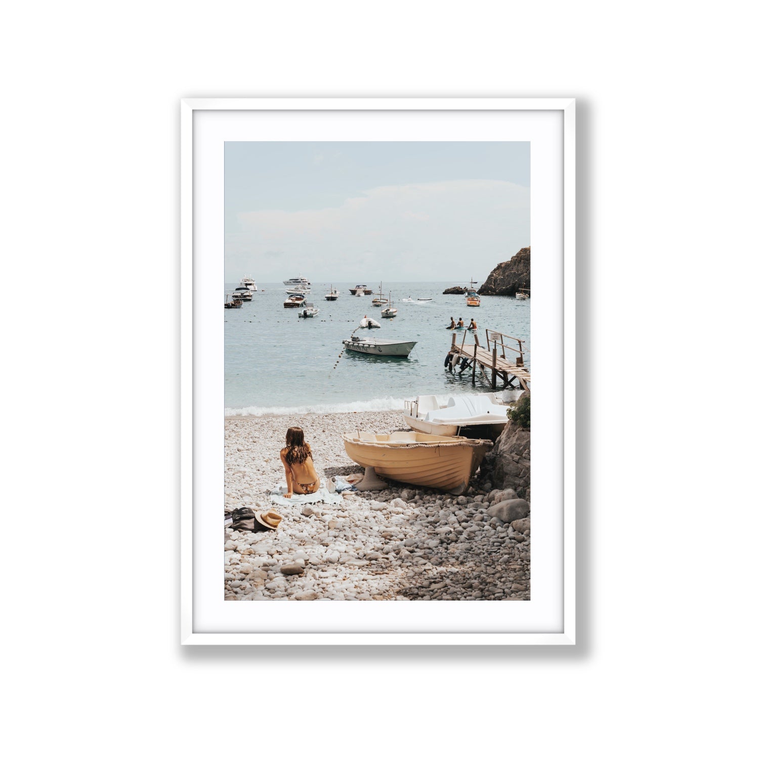 Solo Sojourn Nerano wall art Extra Large fine art print in white frame with matboard