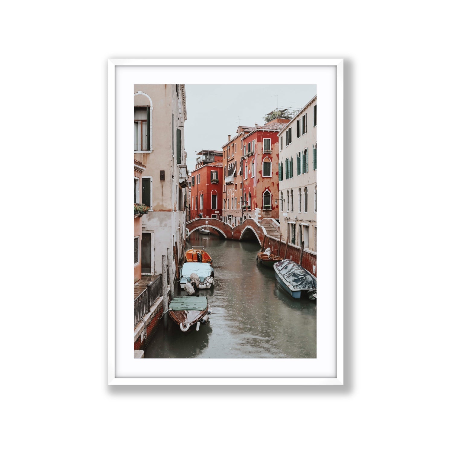 City of Water Venice Italian Mediterranean decor wall art Extra Large fine art print in white frame with matboard