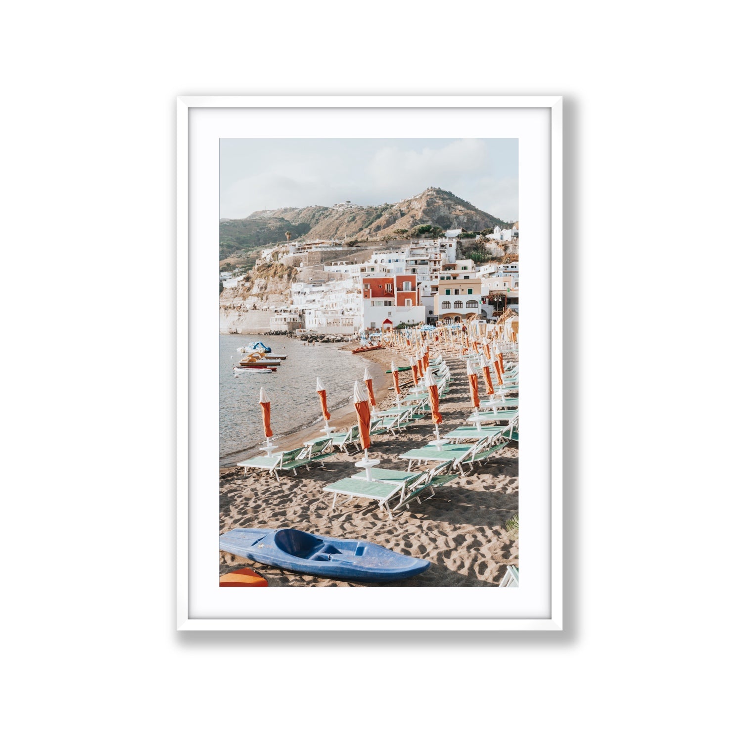 L'Isola del Paradiso Ischia Mediterranean wall art Extra Large fine art print in white frame with matboard