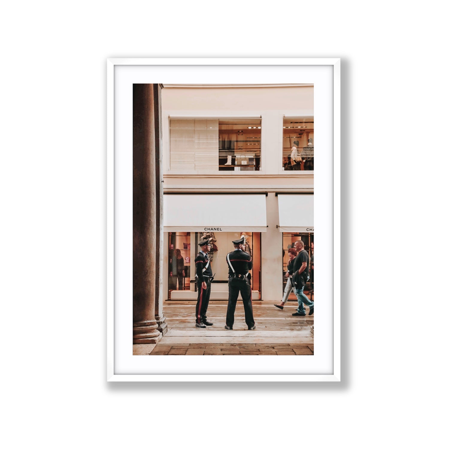 Style Police Venice Italian wall art Extra Large fine art print in white frame with matboard