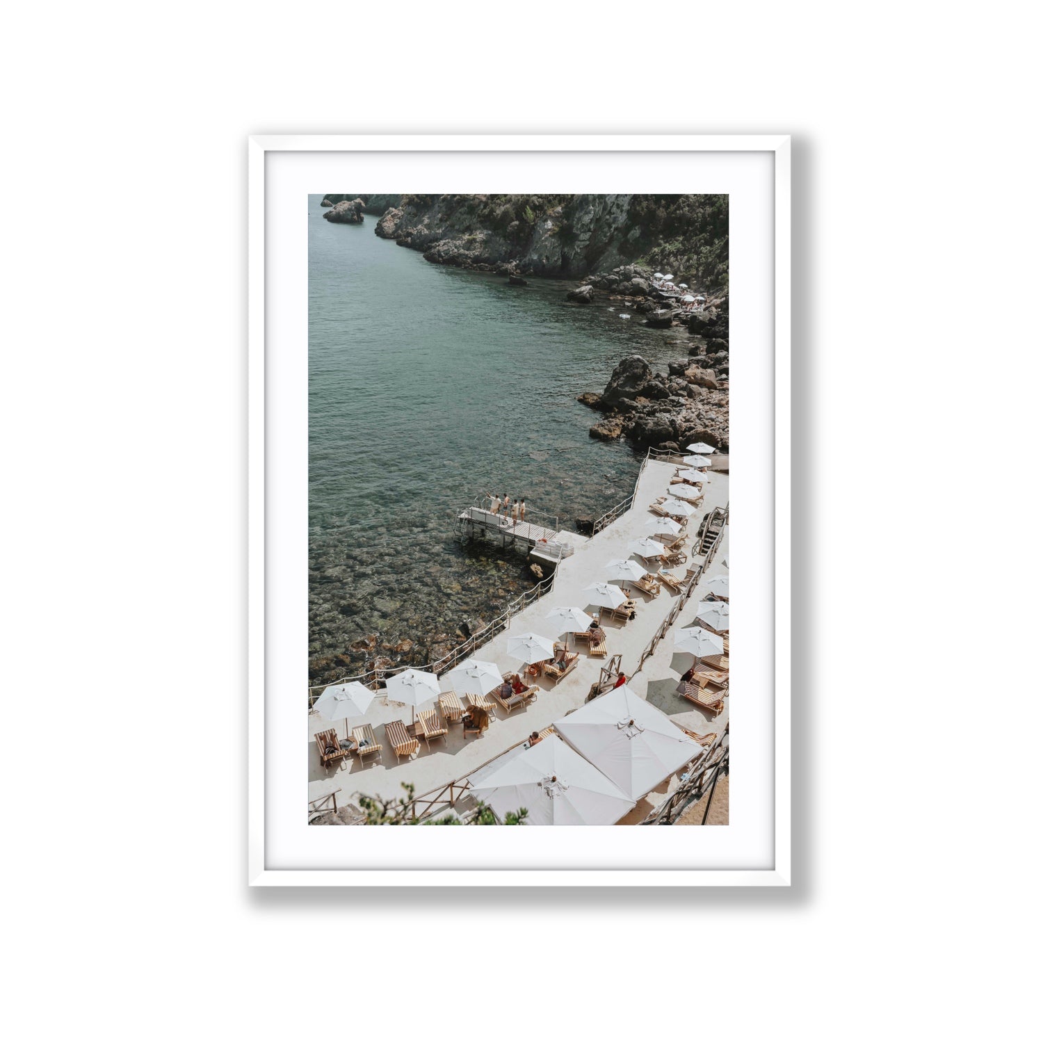 Pier Perspectives Tuscany coastal Italian wall art Extra Large fine art print in white frame with matboard