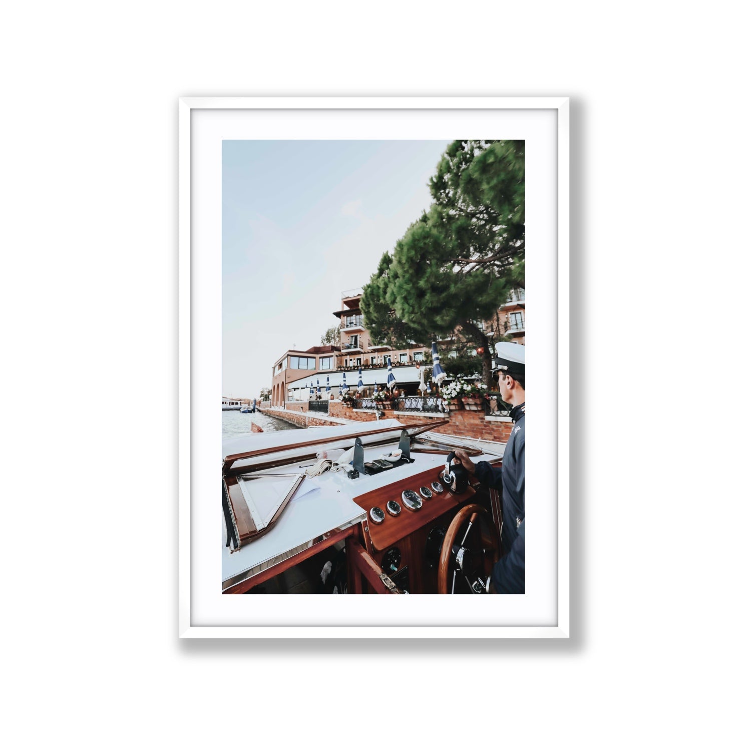 The Driver Venice Canal Italian wall art Extra Large fine art print in white frame with matboard