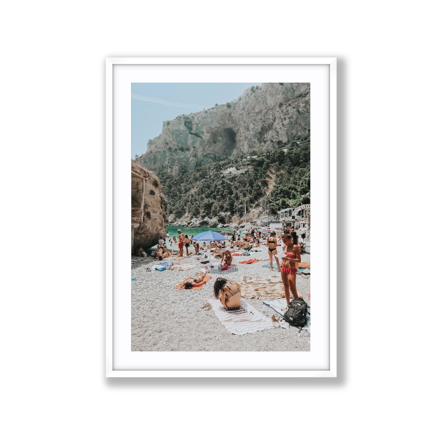 Marina Piccola Capri Mediterranean wall art Extra Large fine art print in white frame with matboard