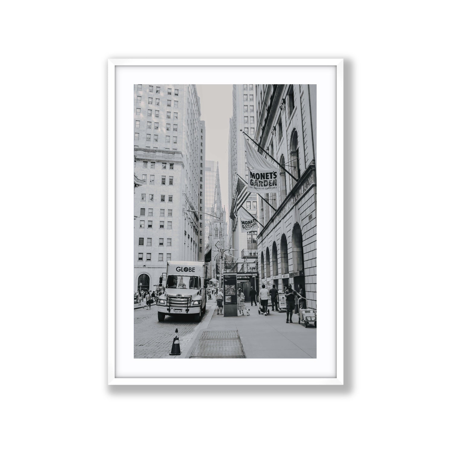 Metropolitan Monotone New York NYC Black & White wall art Extra Large fine art print in white frame with matboard
