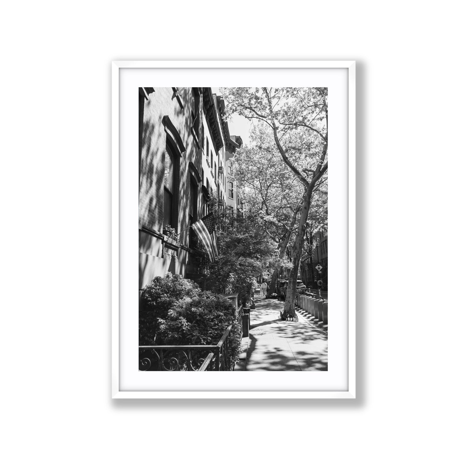 Urban Patriotism New York NYC Black & White wall art Extra Large fine art print in white frame with matboard