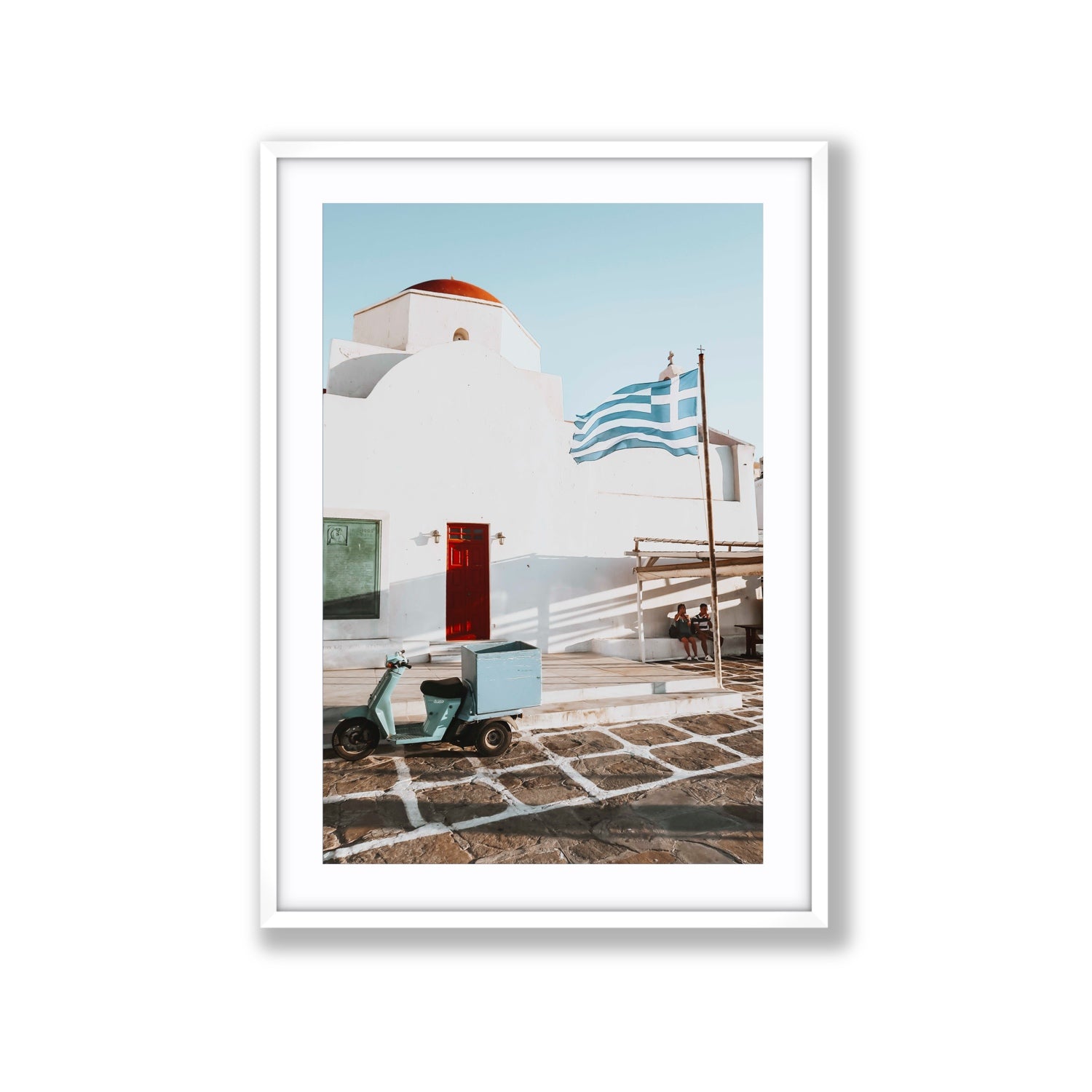 Mykonos Postcard fine art print, Mykonos, Greece, Extra Large, White Frame · Matboard, Fine Art Print
