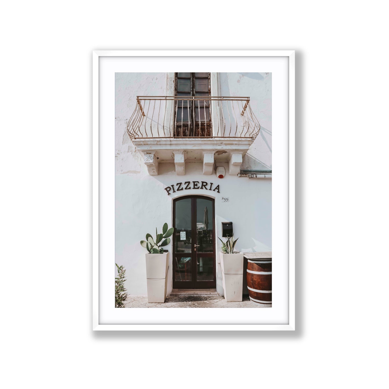 Pizzeria Puglia Italian wall art Extra Large fine art print in white frame with matboard