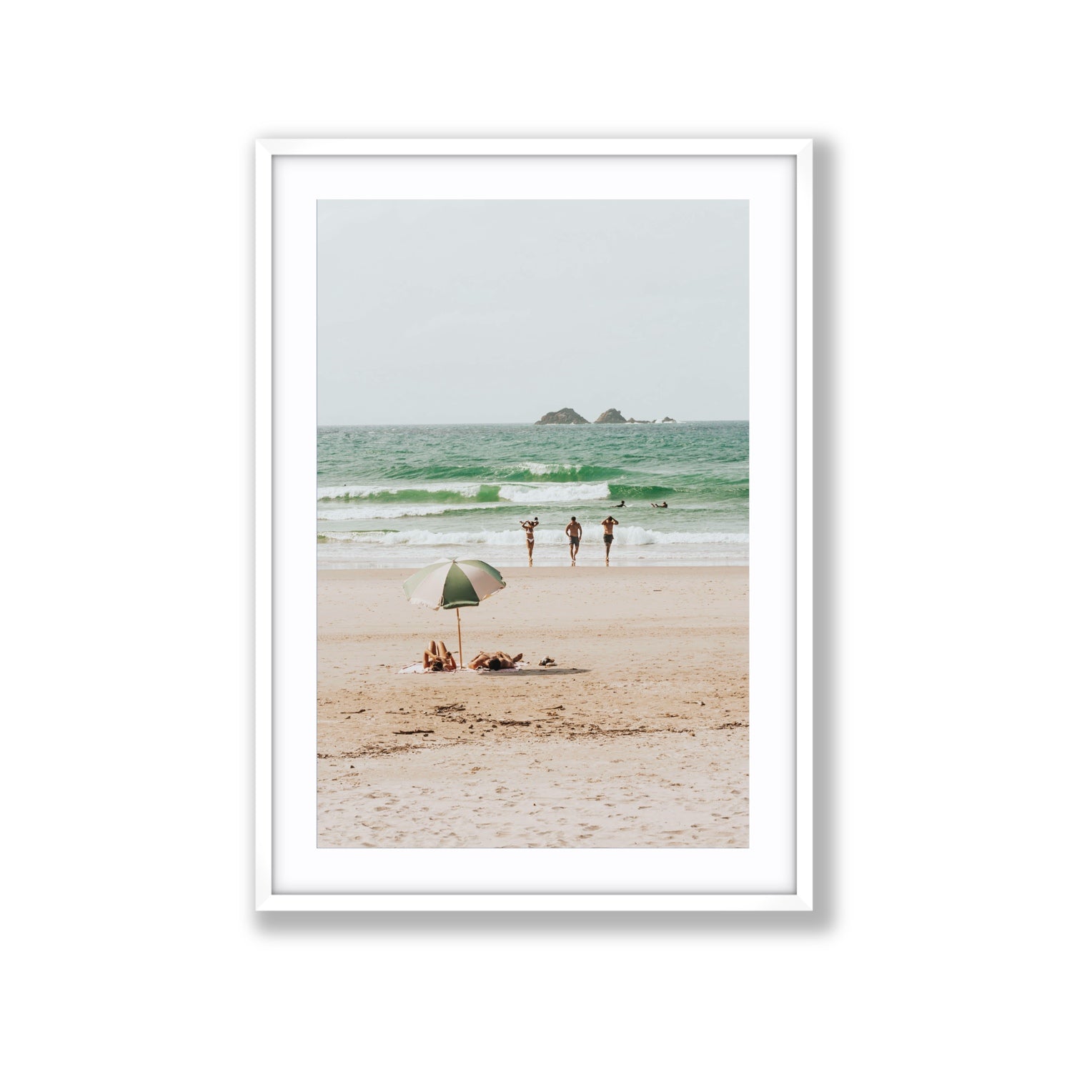 Escape The Ordinary Byron Bay coastal decor wall art Extra Large fine art print in white frame with matboard
