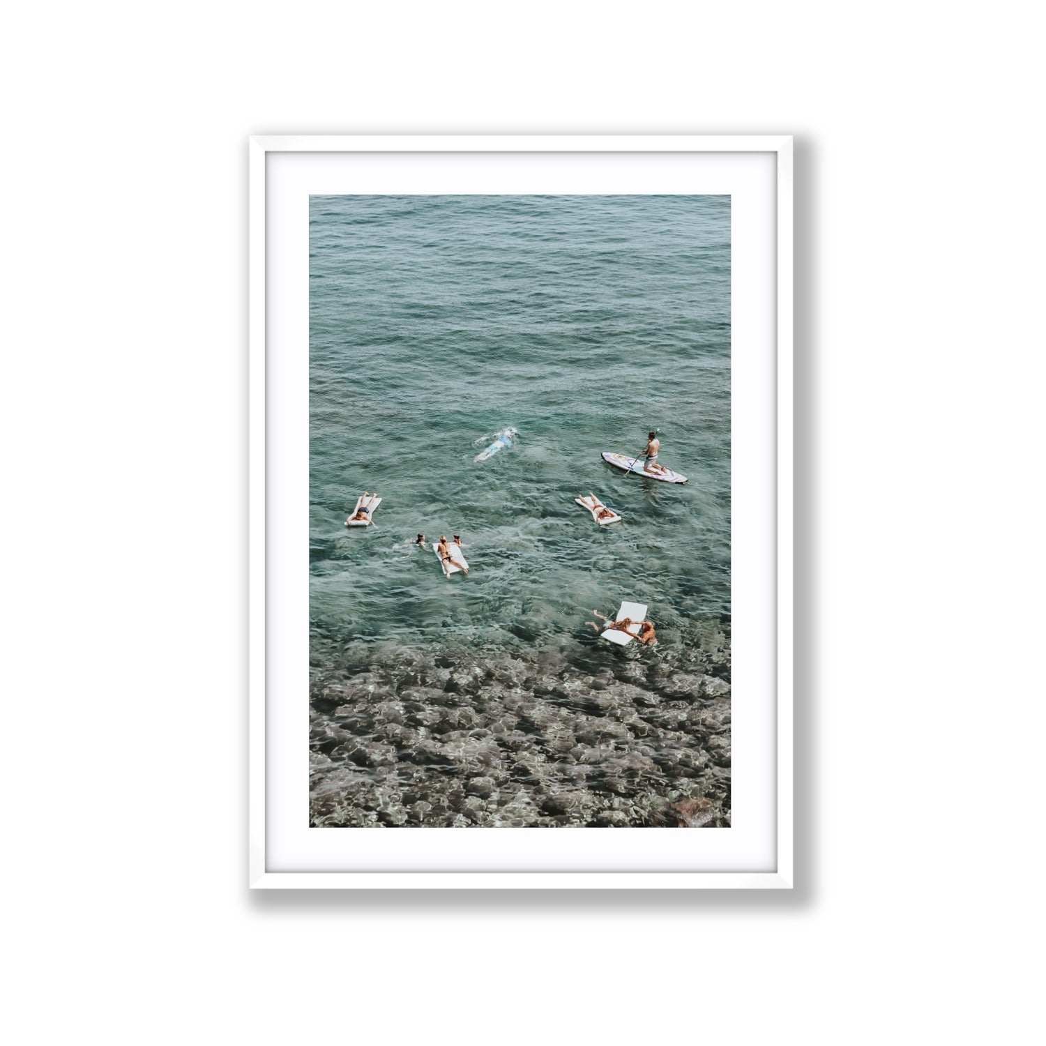 The Big Chill Tuscany coastal Italian wall art Extra Large fine art print in white frame with matboard