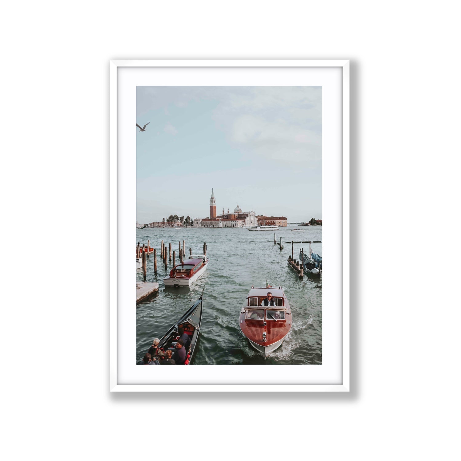 Galleggiante Venice Italian wall art Extra Large fine art print in white frame with matboard