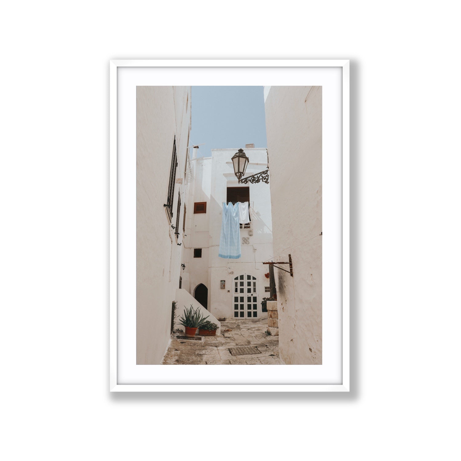 Laundry Day fine art print, Puglia, Italy, Extra Large, White Frame · Matboard, Fine Art Print