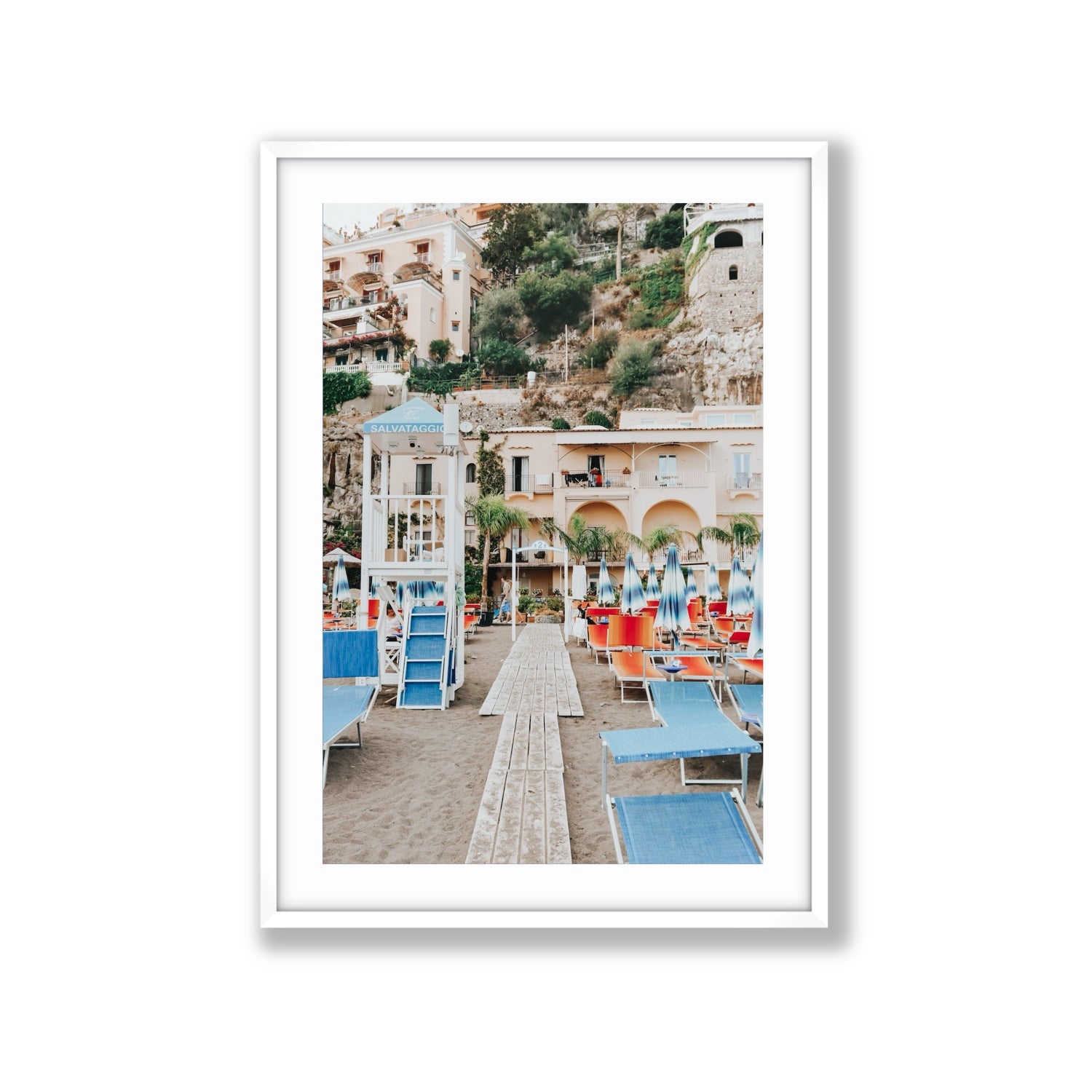 Torre Di Salvataggio fine art print, Positano, Italy, Extra Large, White Frame · Matboard, Fine Art Print