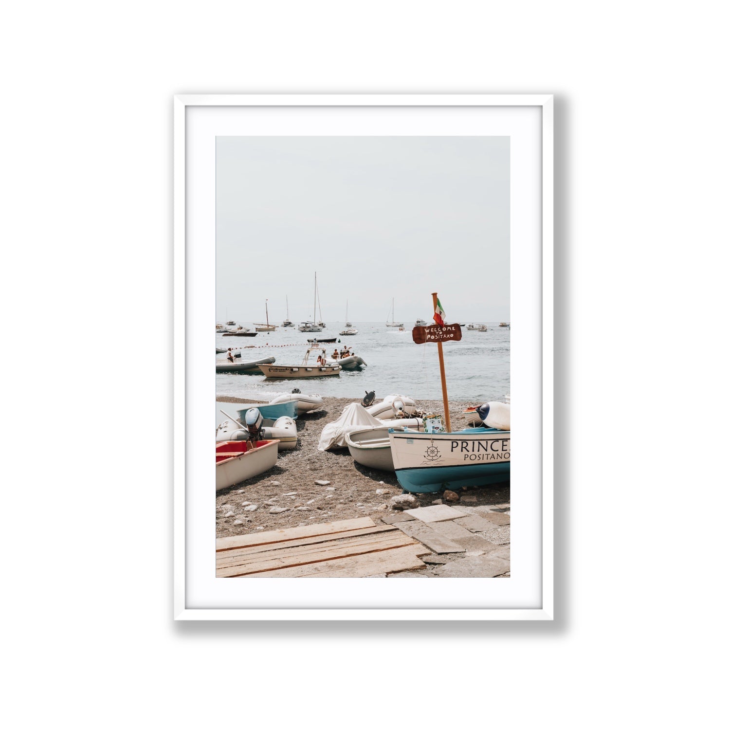Coming Home fine art print, Positano, Italy, Extra Large, White Frame · Matboard, Fine Art Print