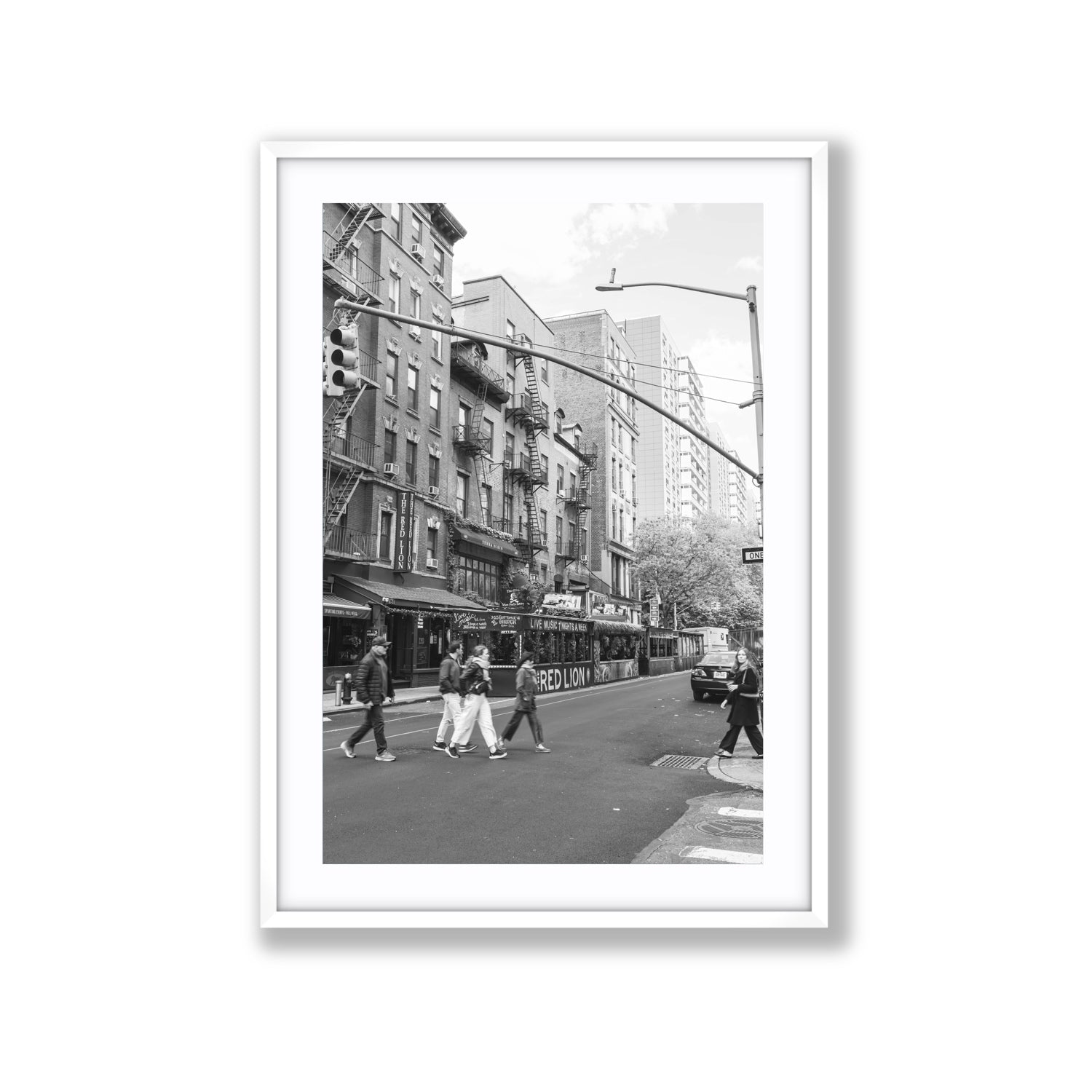 Spectral Streets New York NYC Black & White wall art Extra Large fine art print in white frame with matboard