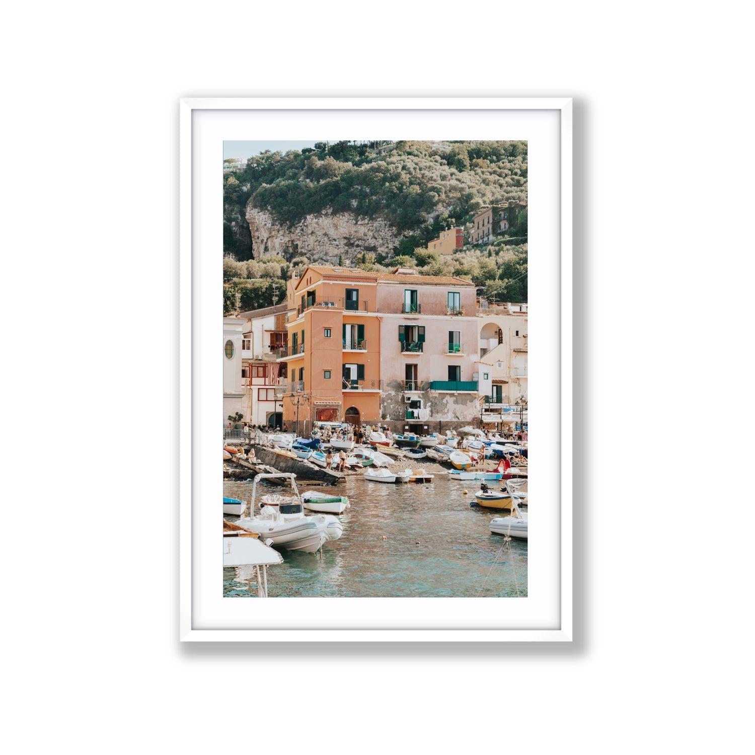 Boatyard Bliss fine art print, Sorrento, Italy, Extra Large, White Frame · Matboard, Fine Art Print