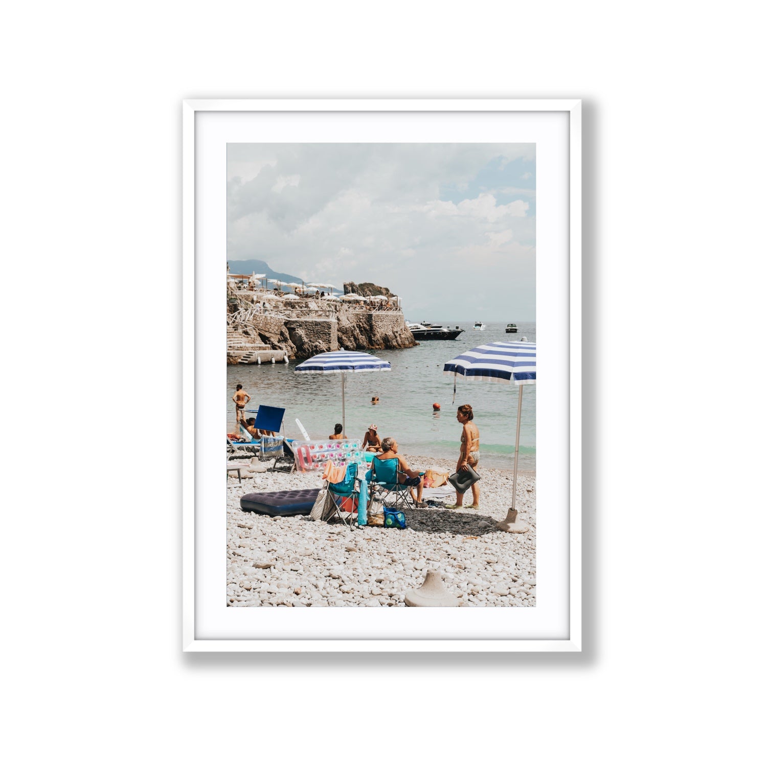 Couple Goals Nerano Amalfi Coast coastal wall art Extra Large fine art print in white frame with matboard
