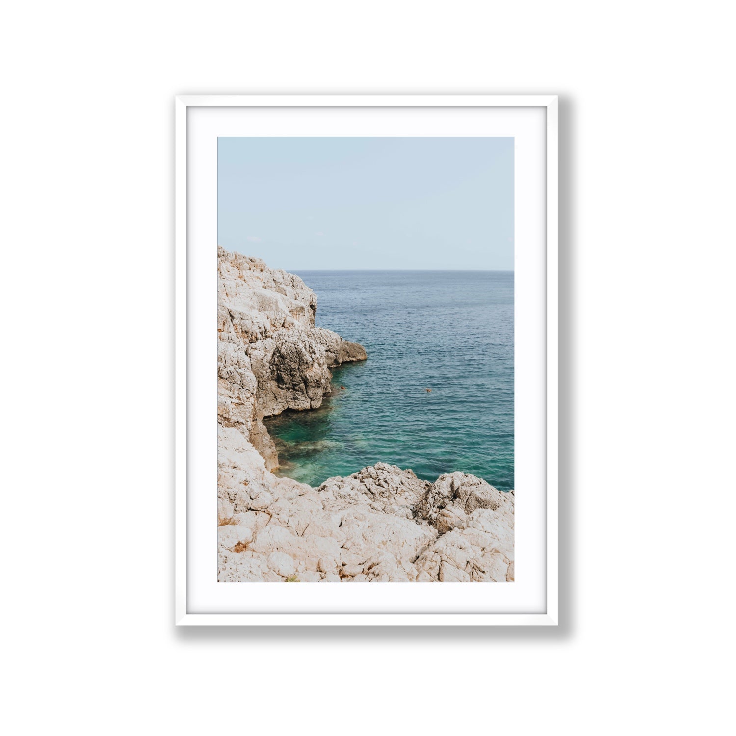 Healing Immersion Puglia Wall Mediterranean fine art print Extra Large fine art print in white frame with matboard
