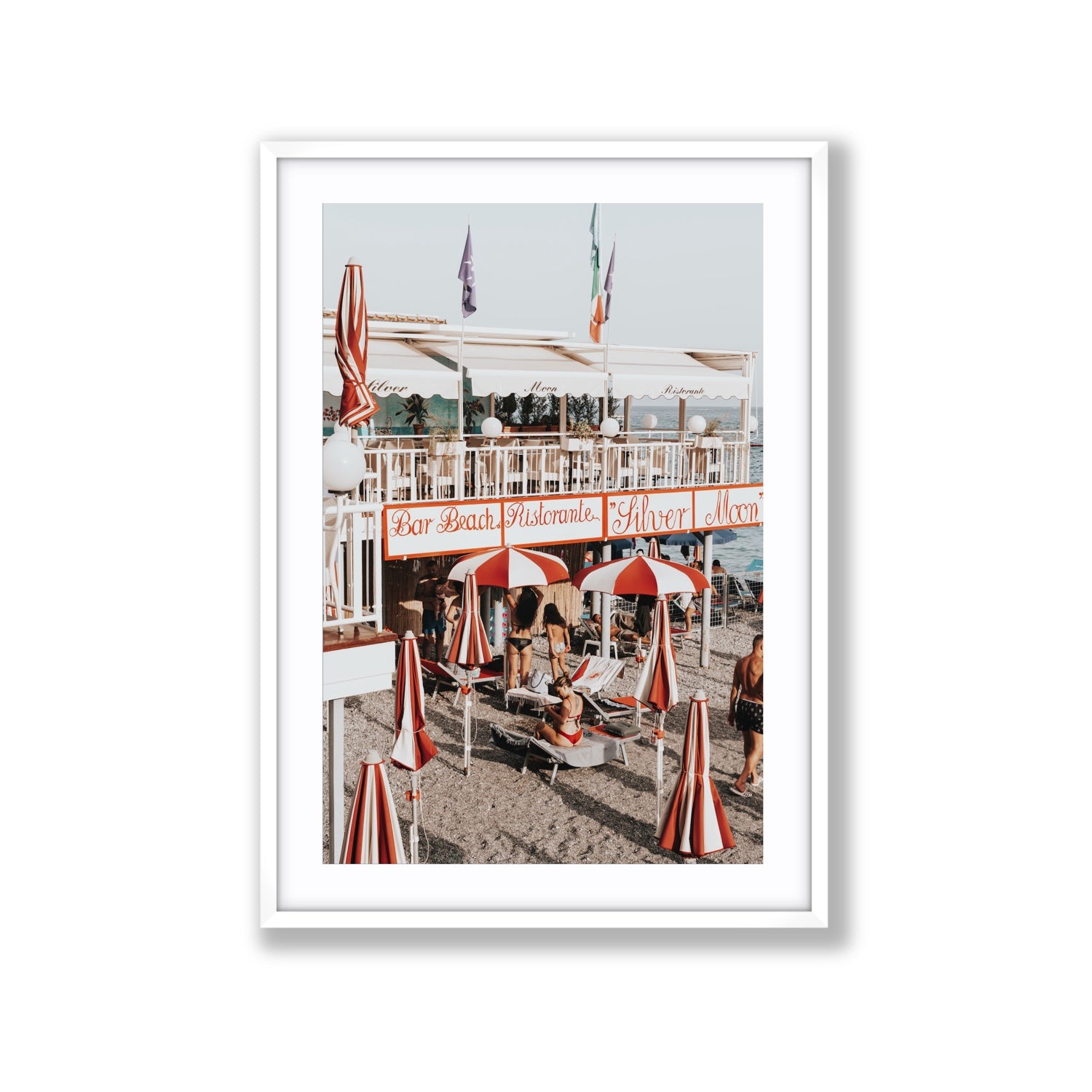 Vintage Amalfi Amalfi Mediterranean wall art Extra Large fine art print in white frame with matboard