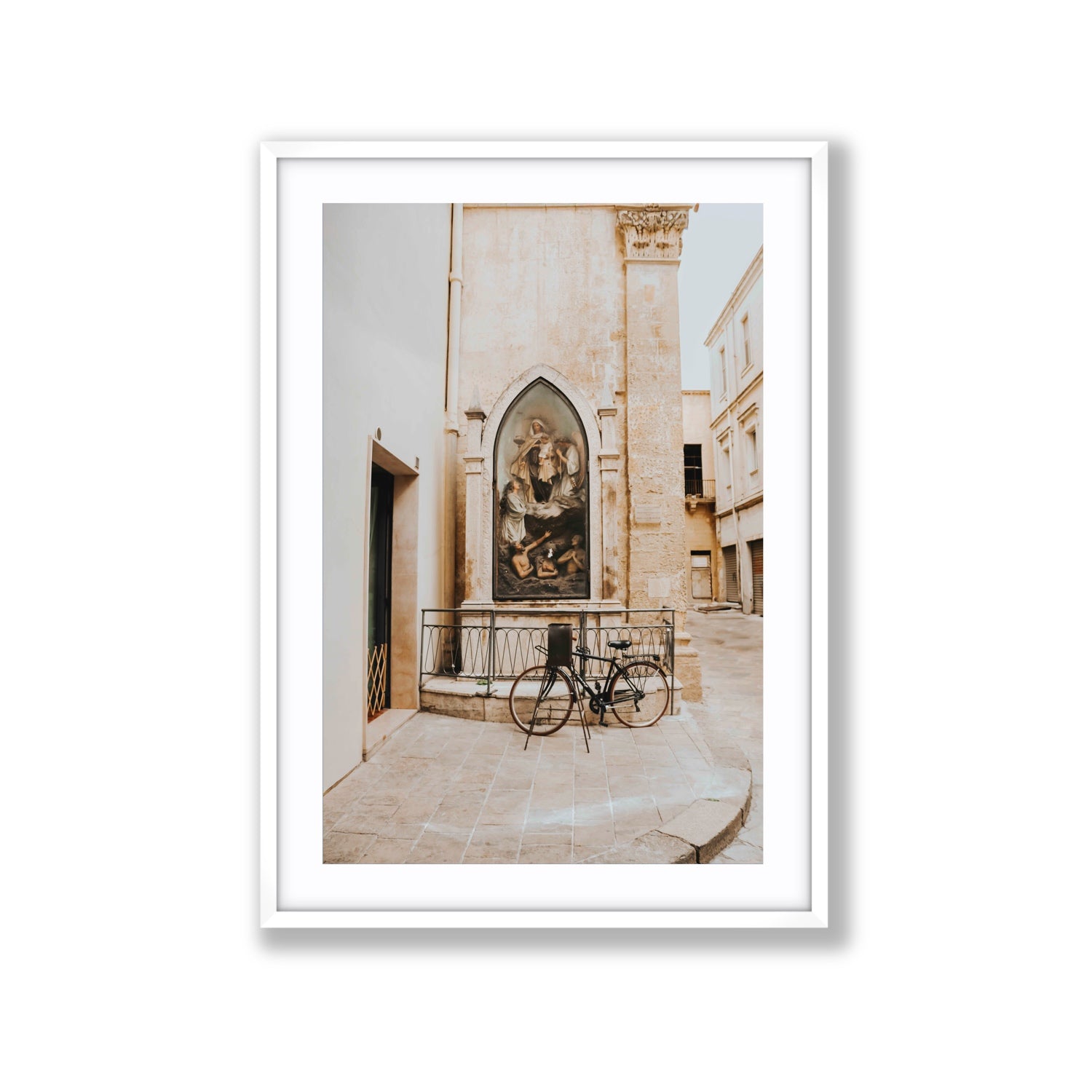 La Chiesa Puglia Otranto Italian wall art Extra Large fine art print in white frame with matboard