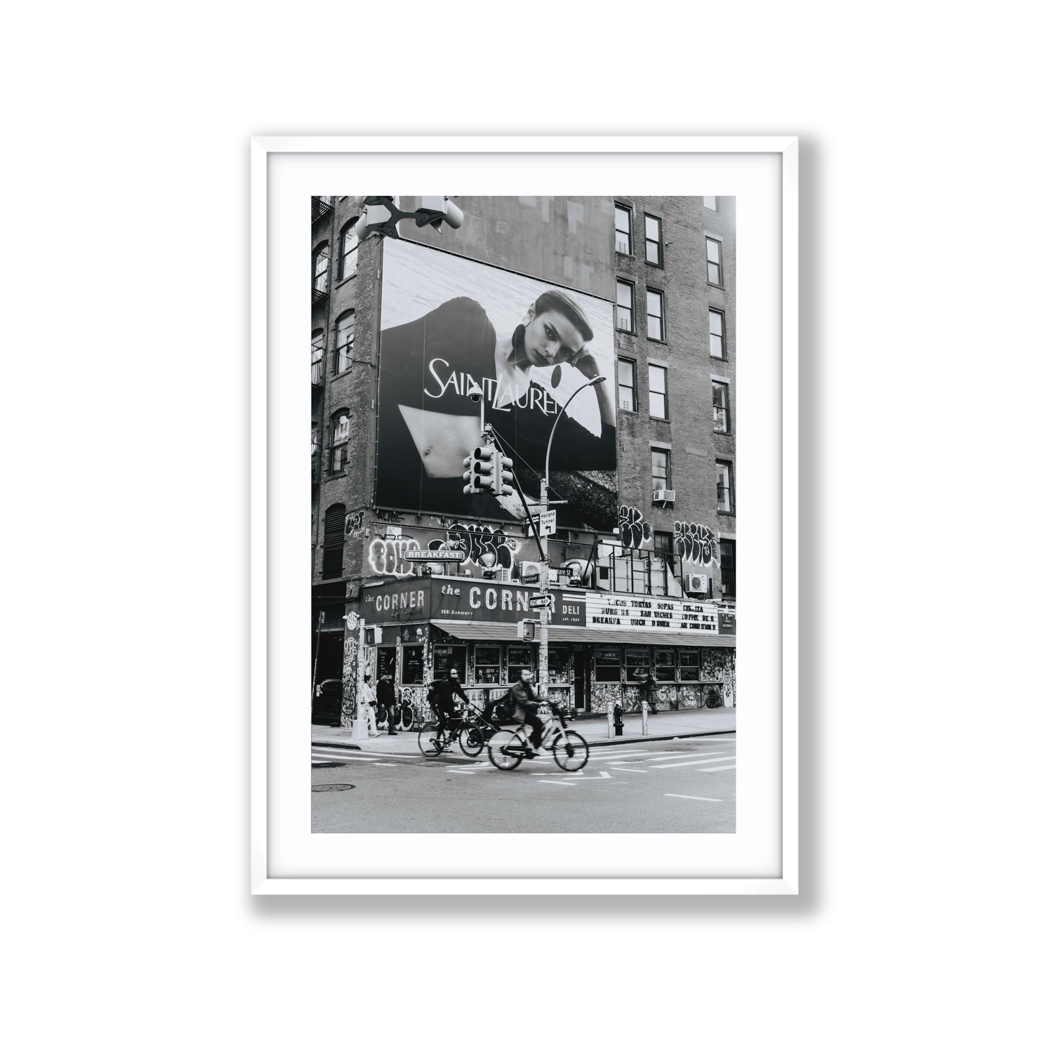 Runway To Rooftops New York NYC Black & White wall art Extra Large fine art print in white frame with matboard