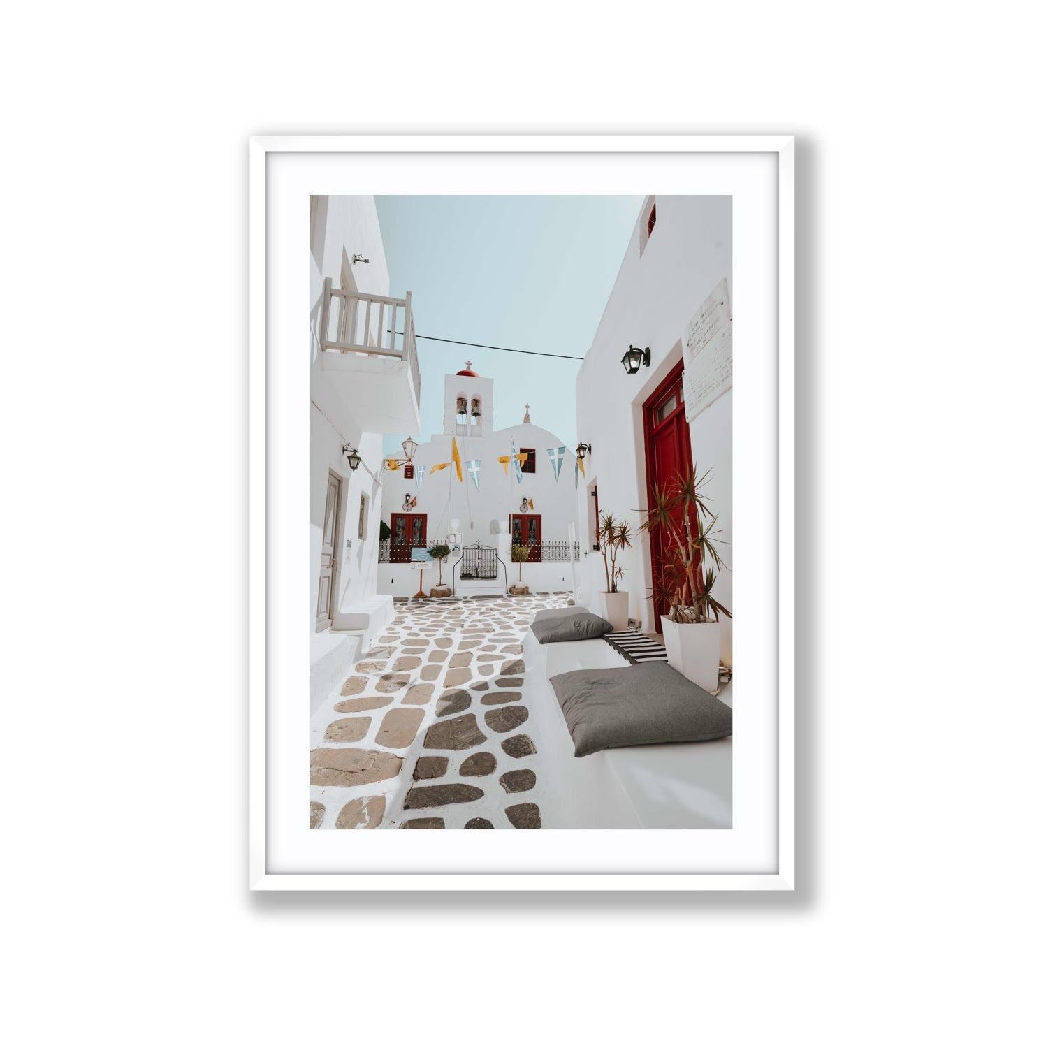 Cycladic Charm fine art print, Mykonos, Greece, Extra Large, White Frame · Matboard, Fine Art Print