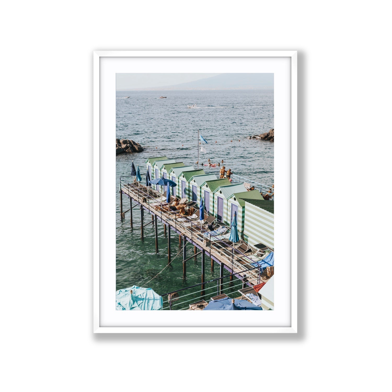 Cabine da Spiaggia fine art print, Sorrento, Italy, Extra Large, White Frame · Matboard, Fine Art Print