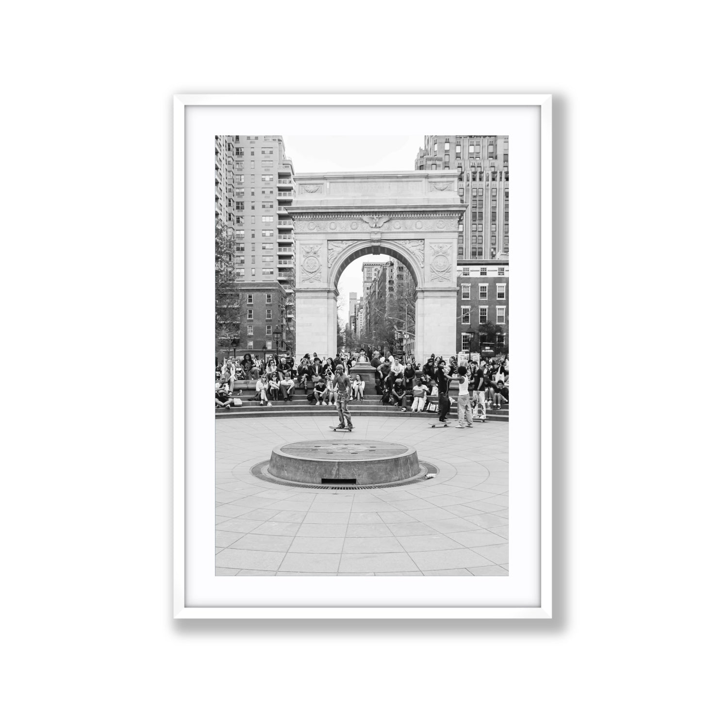 Concrete Conqueror New York NYC Skateboard wall art Extra Large fine art print in white frame with matboard