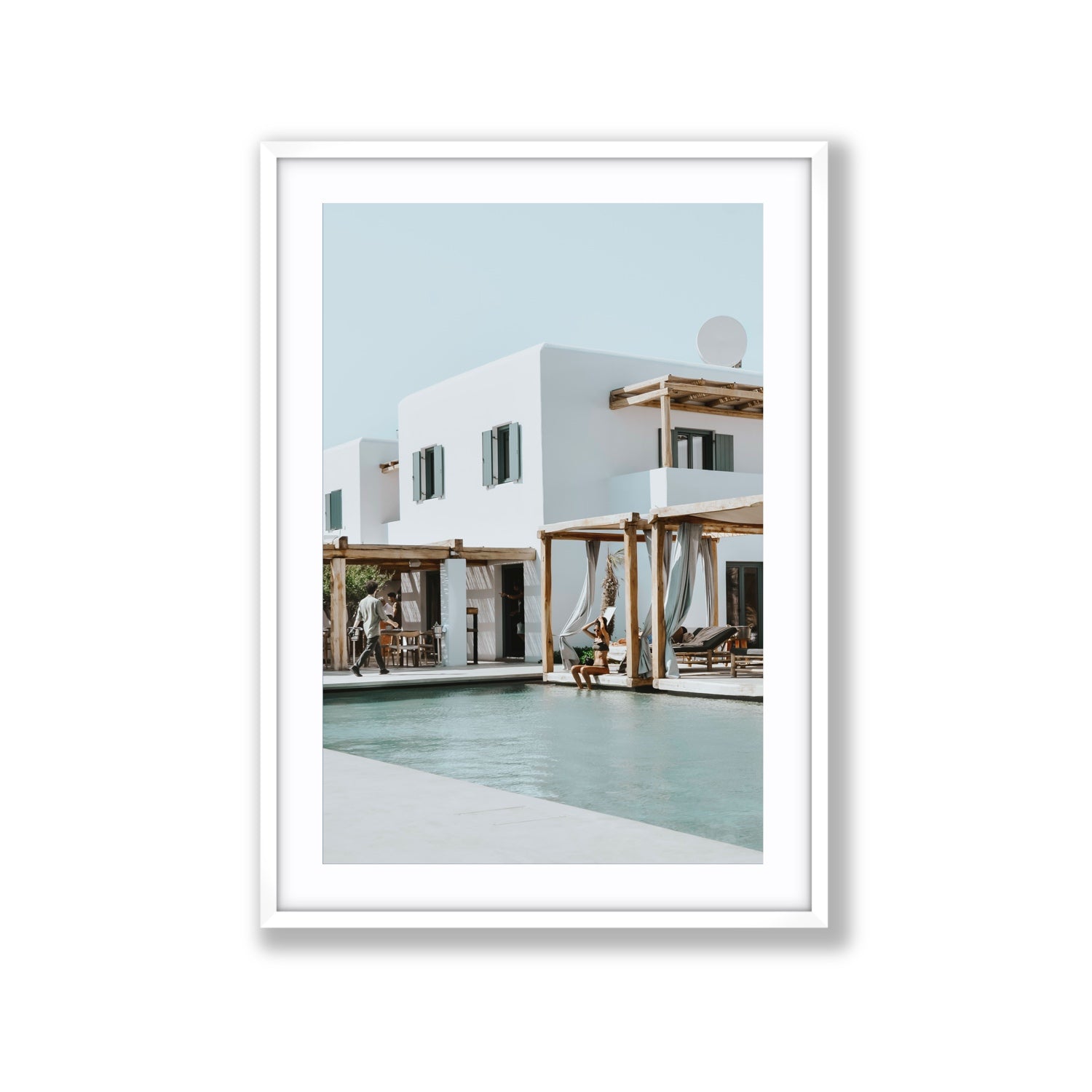 Aphrodite Mykonos Greek island wall art Extra Large fine art print in white frame with matboard