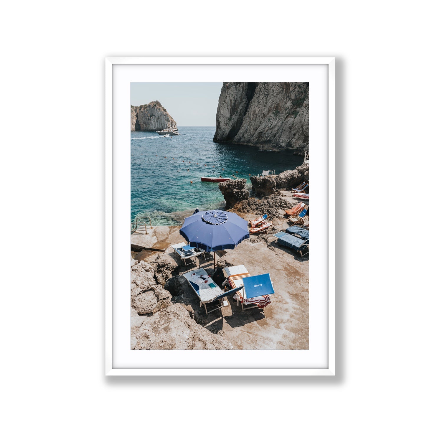 Lonely Loungers fine art print, Capri, Italy, Extra Large, White Frame · Matboard, Fine Art Print