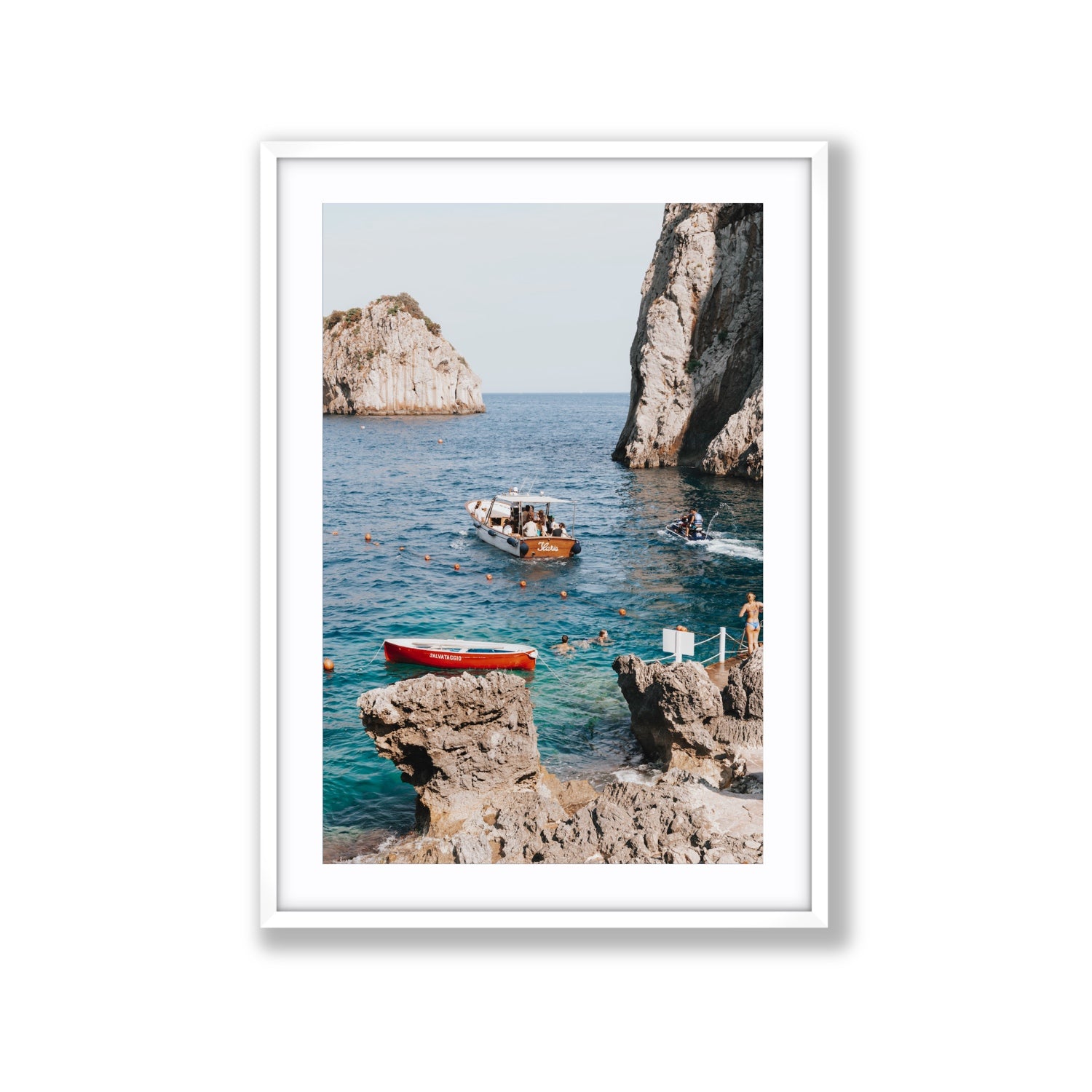Set Sail fine art print, Capri, Italy, Extra Large, White Frame · Matboard, Fine Art Print